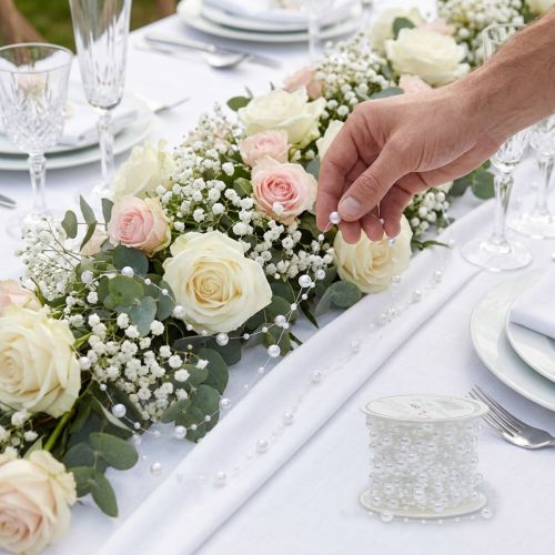 Ruban de perles blanc 6 mm 15 m | Floristik24.be