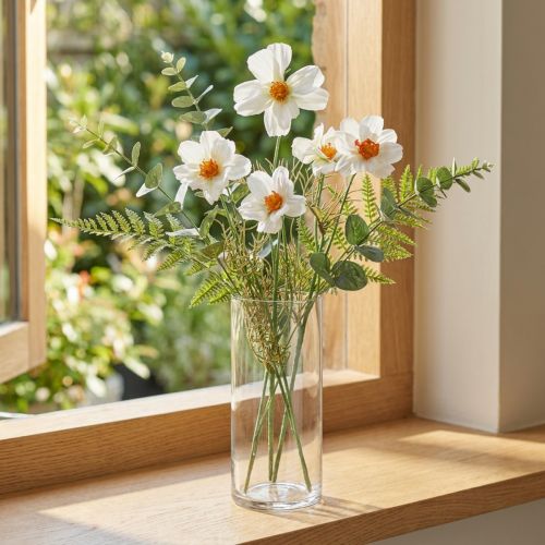 Fleurs artificielles Cosmea fleurs en soie blanche H51cm 3 pcs | Floristik24.be