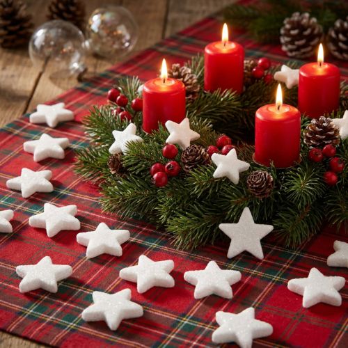 Étoiles décoratives paillettes blanches décoration de Noël 4/5cm 36 pcs | Floristik24.be