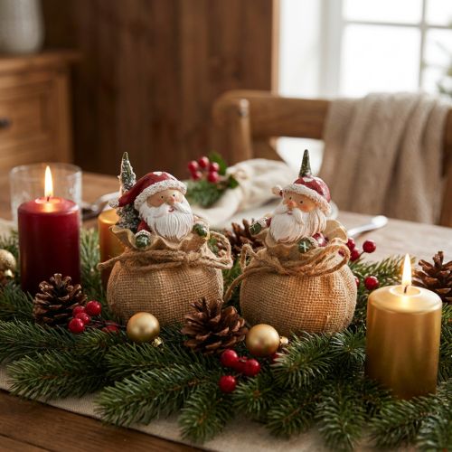 Figurine décorative Père Noël dans un sac Décoration de Noël Ø8cm/H13cm 2 pièces | Floristik24.be