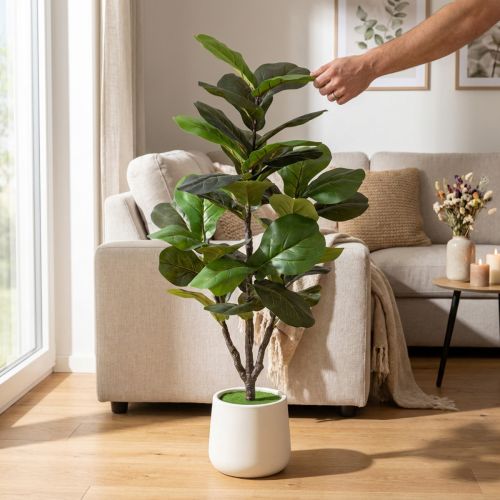 Article Ficus lyrata artificiel 120 cm décoratif pour salon