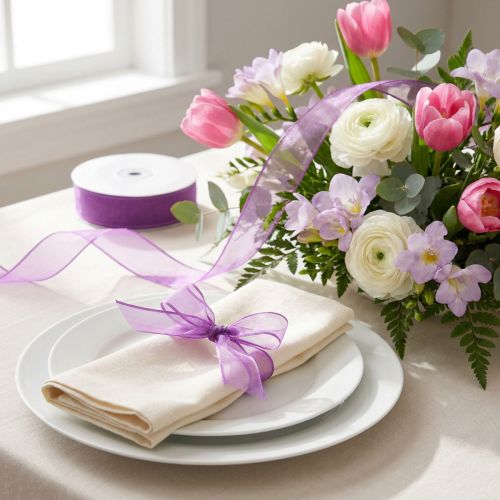 Ruban mousseline ruban organza ruban décoratif organza violet 15mm 20m | Floristik24.be