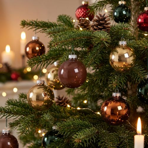 Boules de sapin de Noël boules de verre mélangées marron doré Ø5cm 24 pcs | Floristik24.be