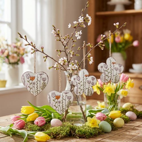 Décoration à suspendre décoration en métal coeurs et fleurs blanc 10cm 4 pcs | Floristik24.be