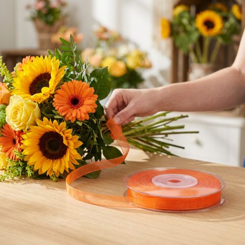 Ruban organza ruban cadeau ruban orange lisière 6mm 50m | Floristik24.be