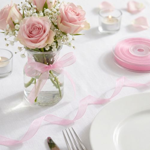 Ruban organza ruban cadeau ruban rose lisière 6mm 50m | Floristik24.be