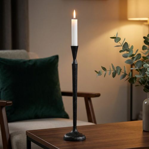 Bougeoir Bougeoir Noir Métal Ø13cm H59cm | Floristik24.be