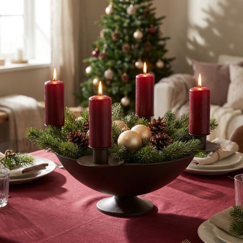 Bol décoratif bougeoir tige bougeoir métal marron Ø31cm | Floristik24.be