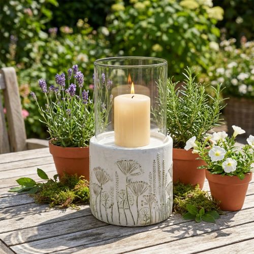 Bougeoir lanterne verre avec socle Ø17cm H32cm | Floristik24.be