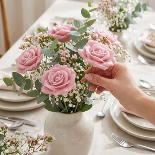 Roses en cire roses décoratives wax rose Ø8cm 12 pcs | Floristik24.be