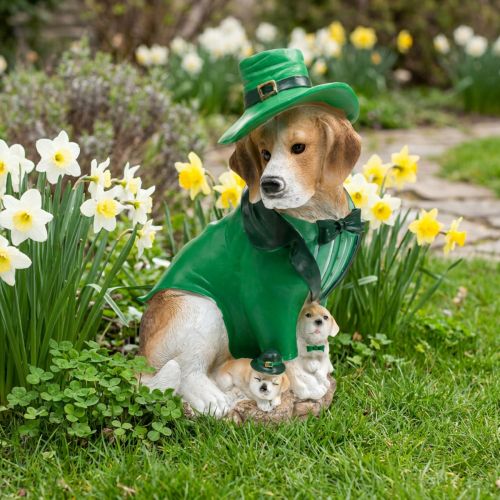 Beagle en chapeau St. Patrick's Day Dog in Suit Garden Decor Hound H24.5cm | Floristik24.be