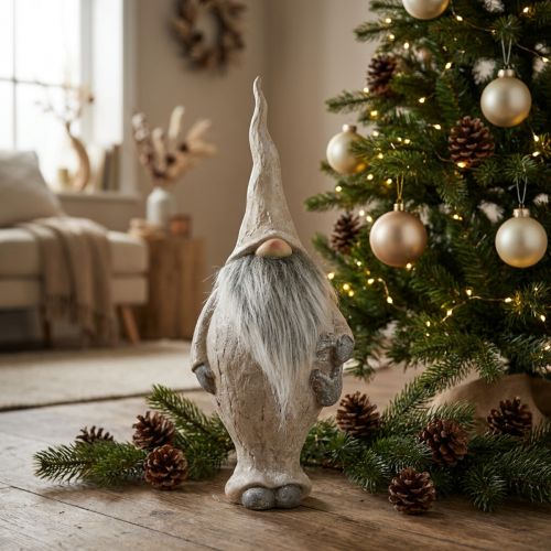 Lutin décoratif avec barbe et couronne Lutin de Noël 14x×12×36cm | Floristik24.be