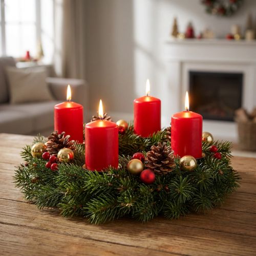 Bougies piliers rouges Bougies de l'Avent bougies rouges 70/50mm 24 pcs | Floristik24.be