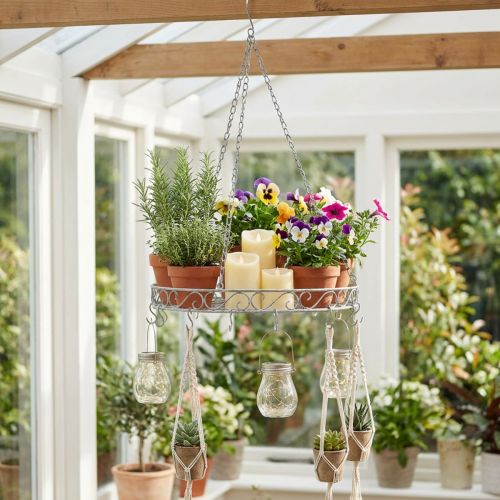 Plateau déco avec crochets gris Ø44,5cm | Floristik24.be