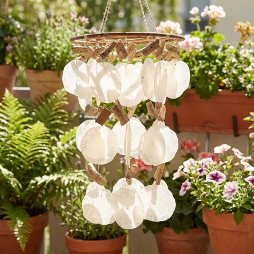 Carillon à vent décoration coquillage Capiz Ø30cm H80cm | Floristik24.be