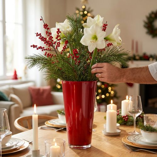 Article Vase « Fizzy » Ø20cm H35cm rouge 1 pièce