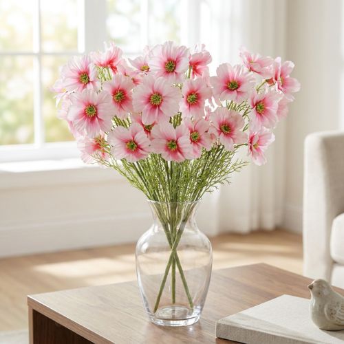 Lot de 3 fleurs artificielles Cosmos roses de 77 cm, fleurs décoratives, plantes artificielles, fleurs en soie | Floristik24.be
