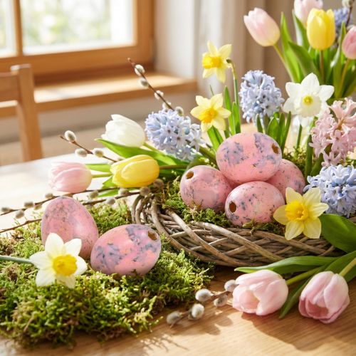 Oeufs de caille rose clair 3cm oeufs soufflés décoration printanière 50 pcs | Floristik24.be