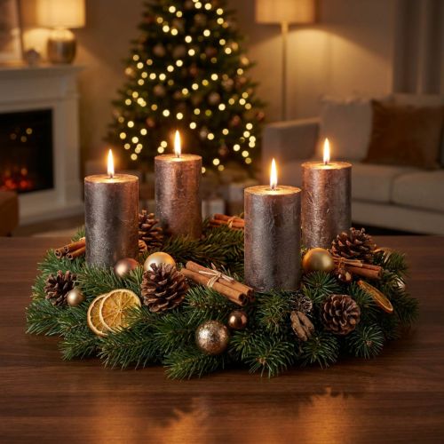 Bougies piliers métalliques cuivrées, 60 x 100 mm, lot de 4 - Décoration de Noël pour couronne de l'Avent | Floristik24.be