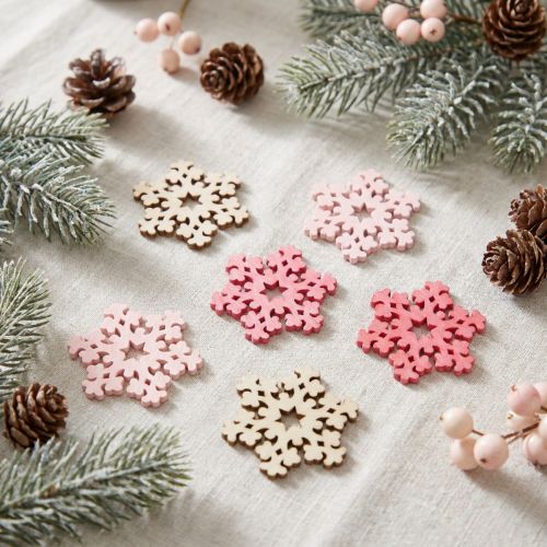 Mélange de flocons de neige rose, rose, naturel Ø2cm 144 pcs | Floristik24.be