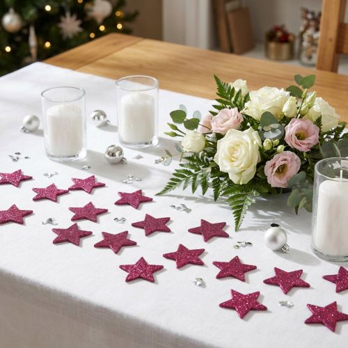 Etoile scintillante dispersée 6.5cm rose 36pcs | Floristik24.be
