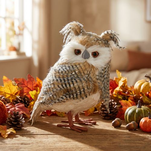 Hibou déco, automne, animal de la forêt, décoration hiver H27cm | Floristik24.be
