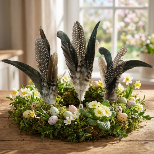 Plume sur ressort métal Déco printanière Plumes véritables 25cm 5pcs | Floristik24.be