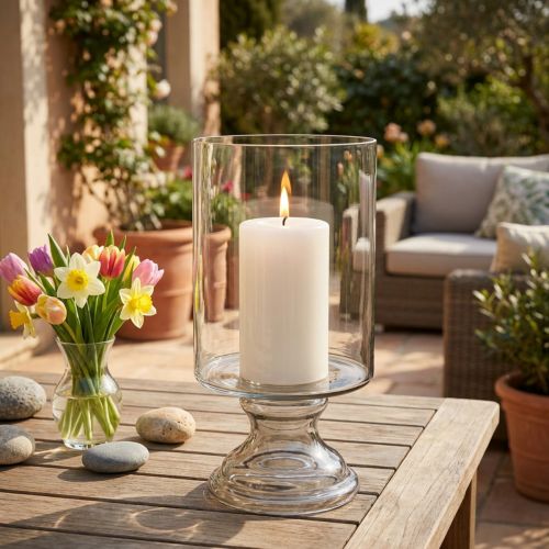 Wind light glass bougie verre teinté, clair Ø20cm H36.5cm | Floristik24.be