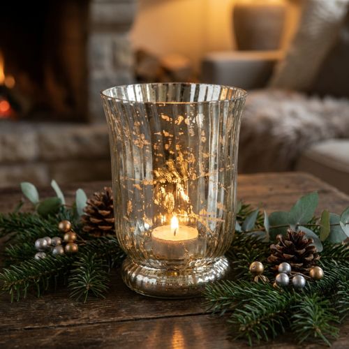 Lanterne en verre photophore verre Ø14.5cm H20cm | Floristik24.be