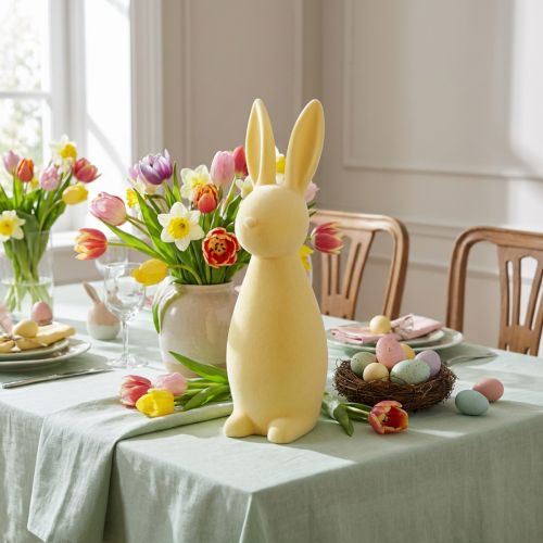 Lapin de Pâques décoratif – 2e choix – Floqué jaune H 47 cm | Floristik24.be