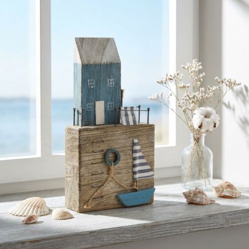 Décoration maritime en bois promenade du port Shabby Chic H25,5cm | Floristik24.be