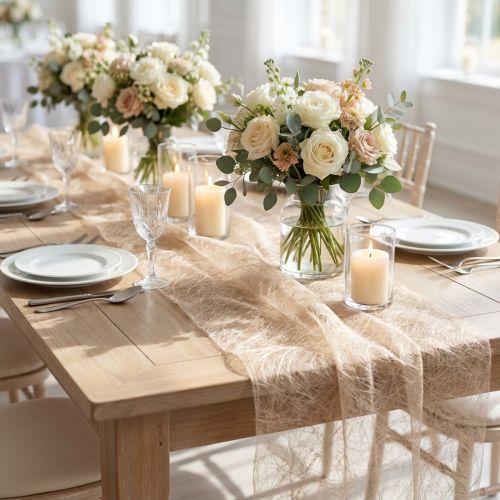 Déco polaire Sizoweb chemin de table beige 30cm 5m | Floristik24.be