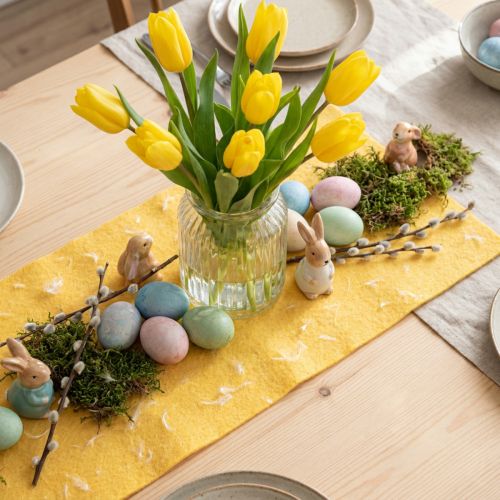 Ruban en feutre ruban de laine tissu décoratif plumes jaunes feutre de laine 15cm 5m | Floristik24.be