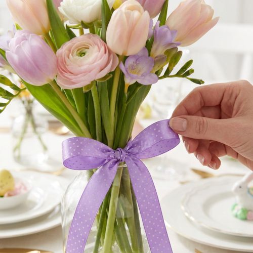 Ruban cadeau ruban décoratif à pois violet 10mm 25m | Floristik24.be
