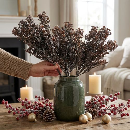 Plantes artificielles marron décoration d'automne décoration d'hiver Drylook 38cm 3 pcs | Floristik24.be