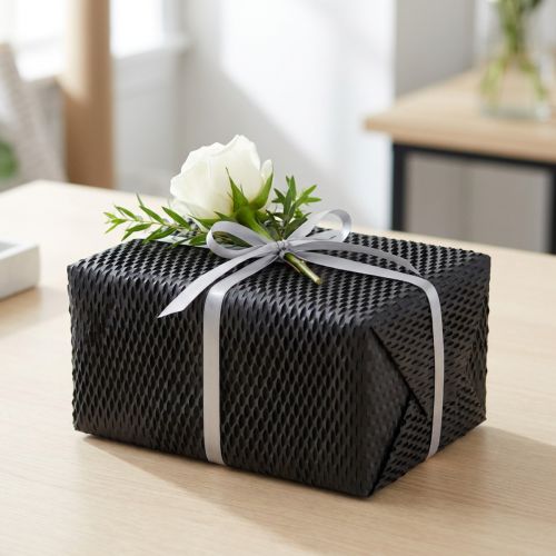 Papier d'emballage noir en papier nid d'abeille L50,5 cm L2500 cm | Floristik24.be