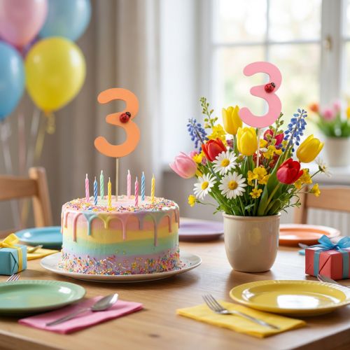 Article Bouchons numérotés anniversaire 3 bouchons fleurs bois 27,5 cm 16 pcs
