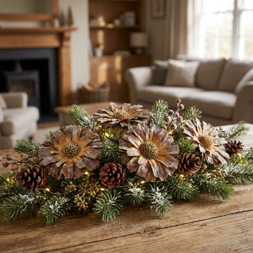 Article Repens rosace Déco séchée givrée vert 8cm - 9cm 25 pcs