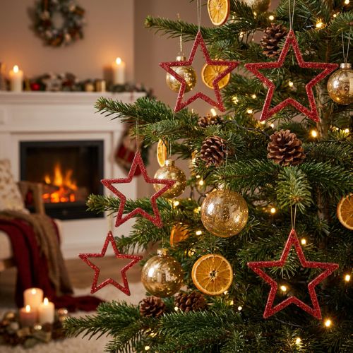 Étoiles décoratives paillettes rouges petites étoiles de Noël 4,5 cm 120 pcs | Floristik24.be