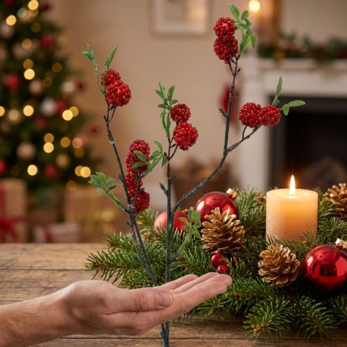 Branche de baies artificielle branche de Noël mûres 63cm | Floristik24.be