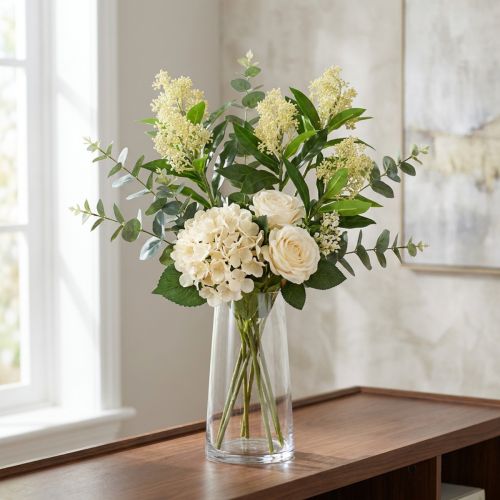 Article Fleurs artificielles crème Skimmia japonica Skimmie 45cm 2pcs