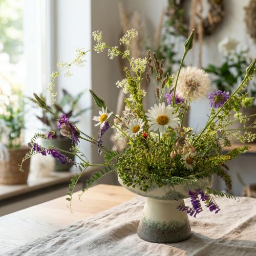 Bol décoratif en céramique, crème gris-vert, Ø20cm, H16cm | Floristik24.be