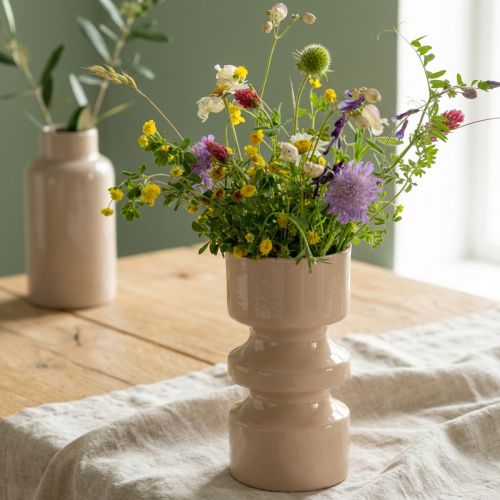 Vase à fleurs en métal émaillé marron cappuccino Ø9cm H17,5cm | Floristik24.be