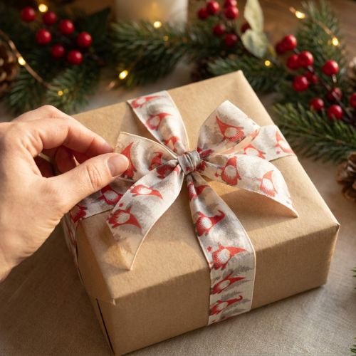 Ruban cadeau Ruban de Noël gnome rouge 40mm 15m | Floristik24.be