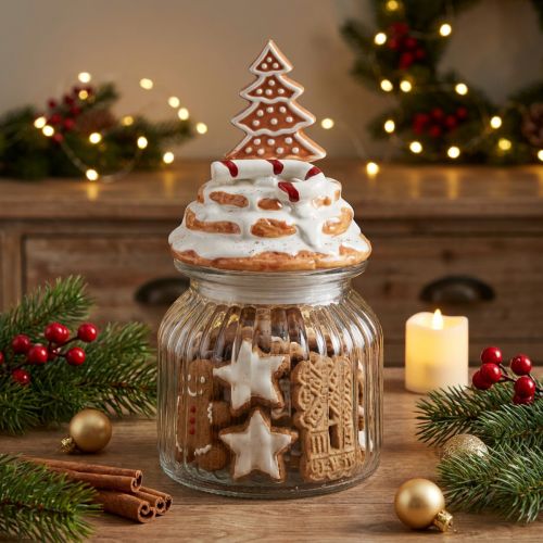 Verre bonbonnière de Noël, pot à biscuits sapin Ø11cm H21cm | Floristik24.be