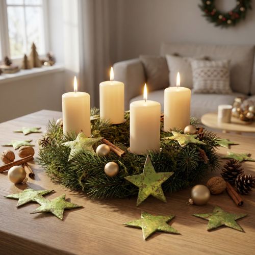 Décoration à disperser étoiles de Noël vert coco Ø5cm 50pcs | Floristik24.be