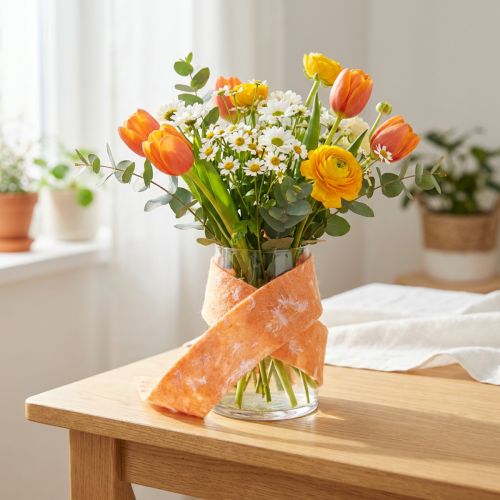 Ruban en feutre ruban de laine tissu décoratif plumes orange feutre de laine 15cm 5m | Floristik24.be