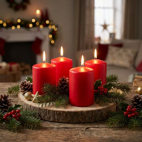 Bougie pilier 100/80 rouge 6 pcs | Floristik24.be