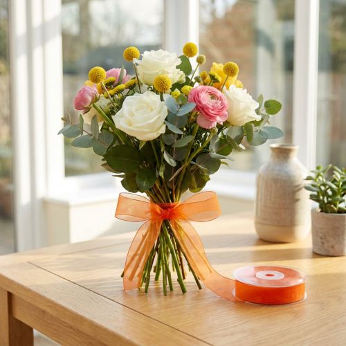 Ruban organza ruban cadeau ruban orange lisière 15mm 50m | Floristik24.be