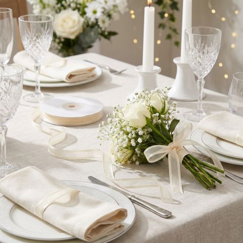 Ruban décoratif ruban cadeau crème organza lisière 6mm 50m | Floristik24.be